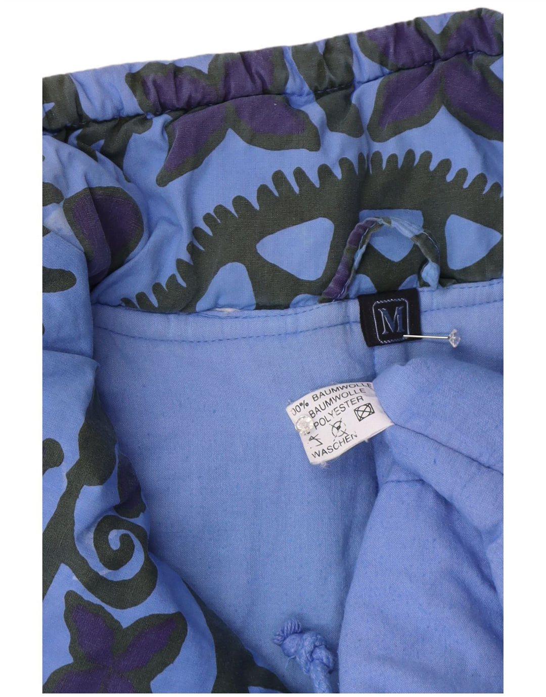 Vintage męska luźna kurtka Anorak UK 38 Średnioniebieska, geometryczna bawełna