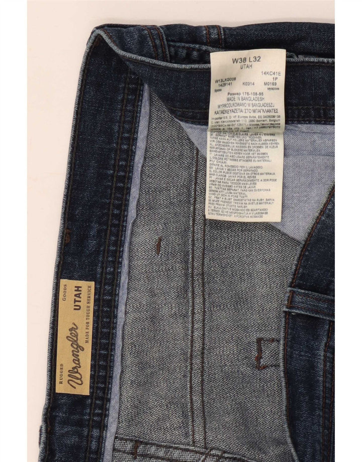 Wrangler Męskie Utah Straight Jeans W38 L32 Niebieskie bawełniane