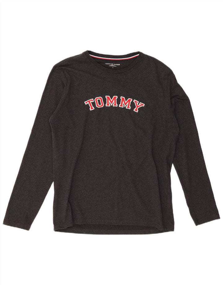Męski top graficzny Tommy Hilfiger z długim rękawem, duży, czarny, bawełniany