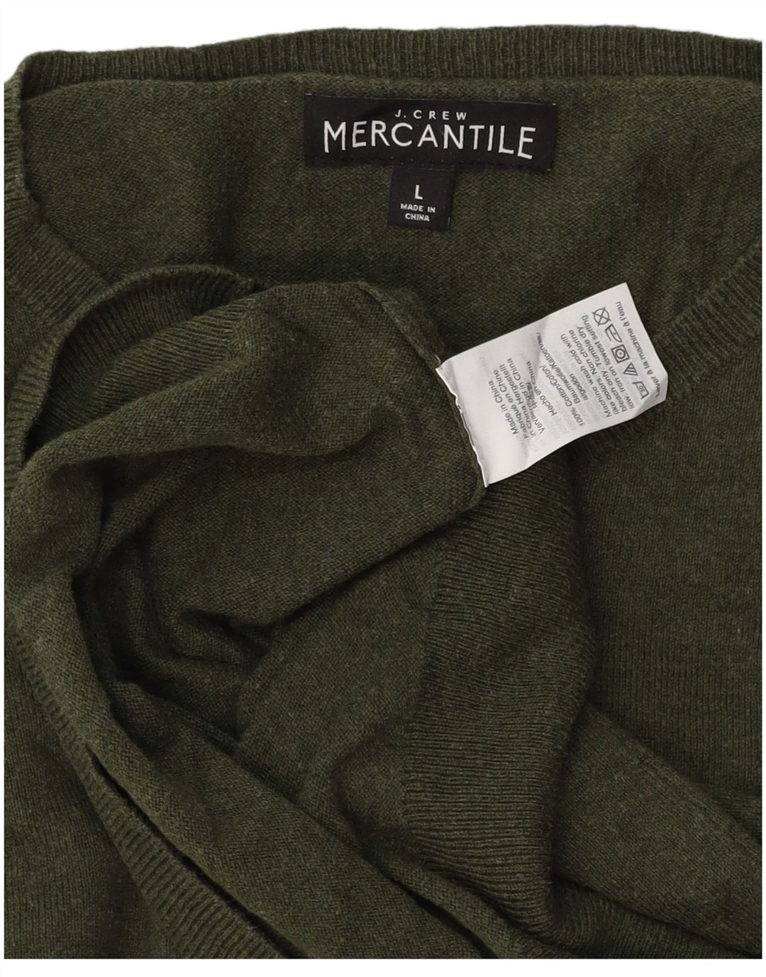 J. CREW Męski sweter z okrągłym dekoltem Mercantile, duży, bawełniany khaki