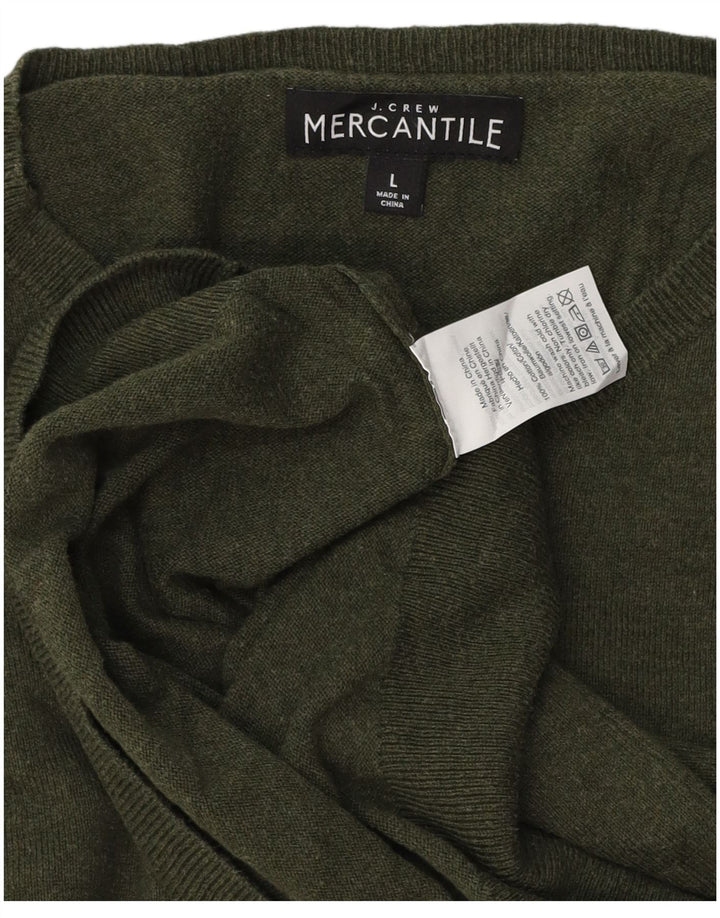 J. CREW Męski sweter z okrągłym dekoltem Mercantile, duży, bawełniany khaki