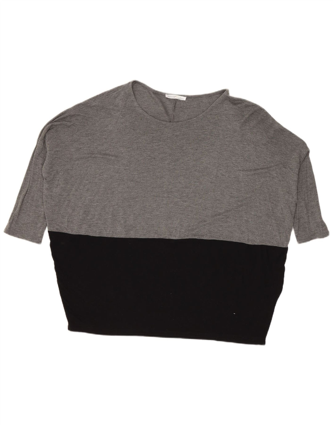 Damski top oversize Zara z rękawem 3/4, UK 14, średni szary, blok kolorów