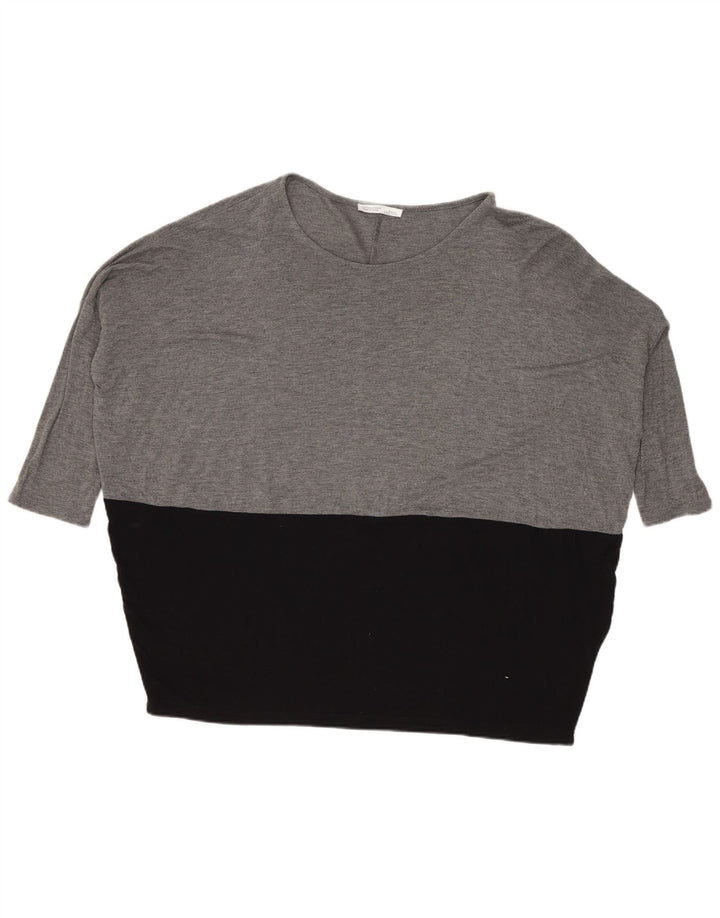 Damski top oversize Zara z rękawem 3/4, UK 14, średni szary, blok kolorów