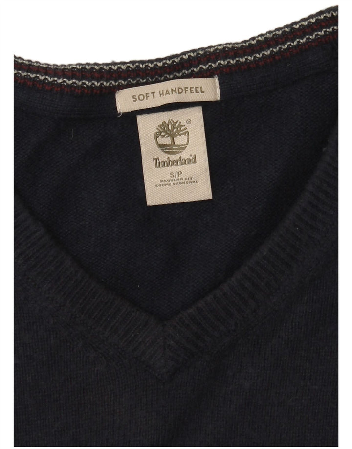 Męski sweter Timberland o regularnym kroju z dekoltem w kształcie litery V, mały, granatowy