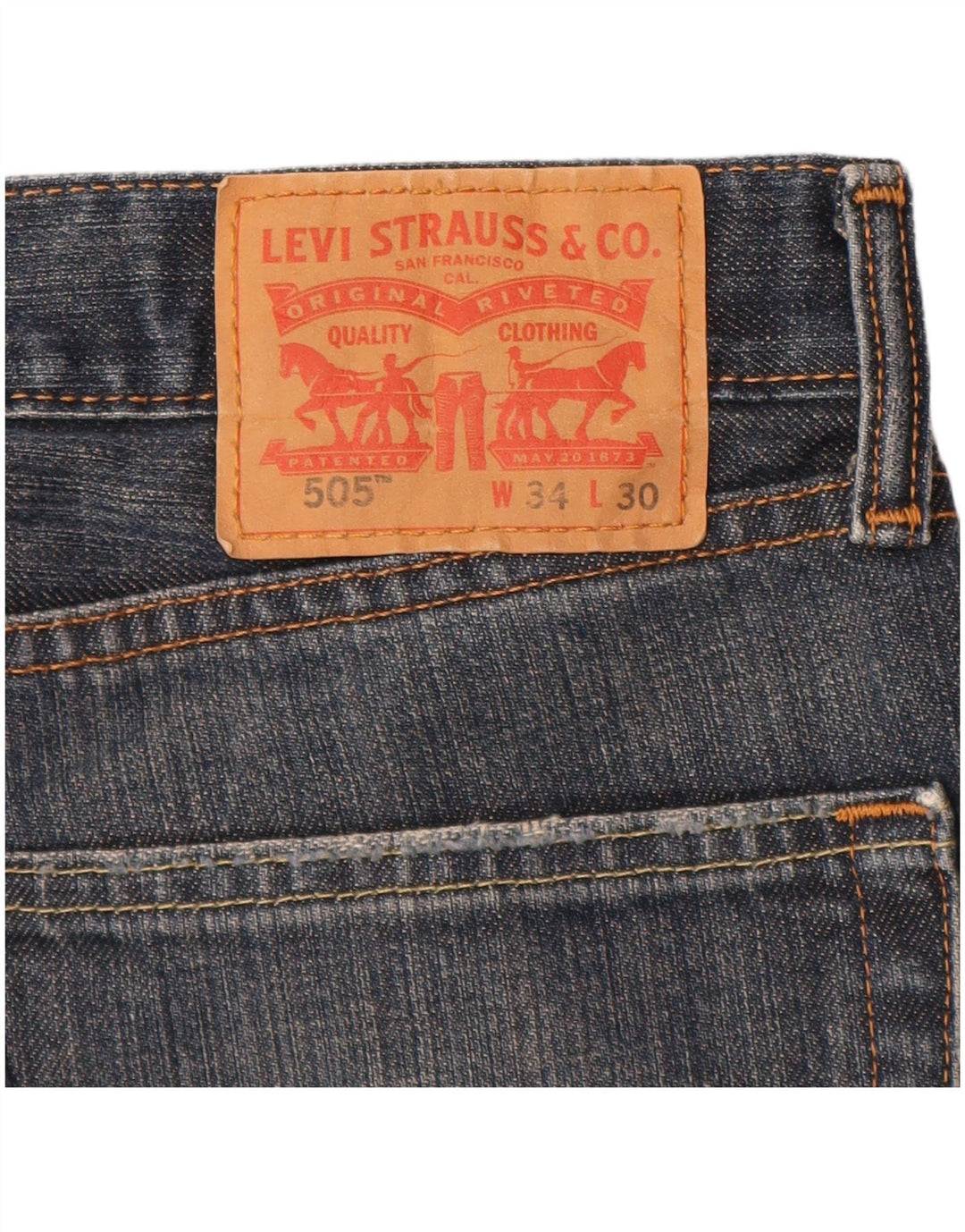 Męskie dżinsy Levi's 505 Straight W34 L30 Granatowa bawełna