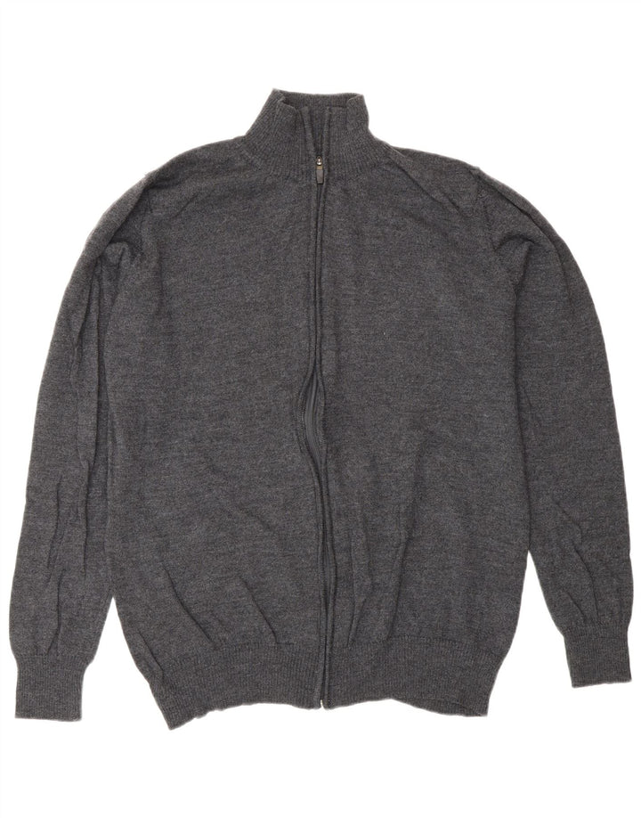 Męski sweter rozpinany Zara XL, szara wełna
