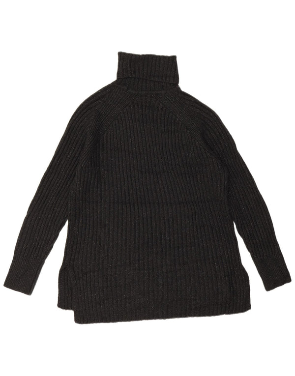 Marks & Spencer Damski sweter z golfem UK 14, średni, czarny, nakrapiany