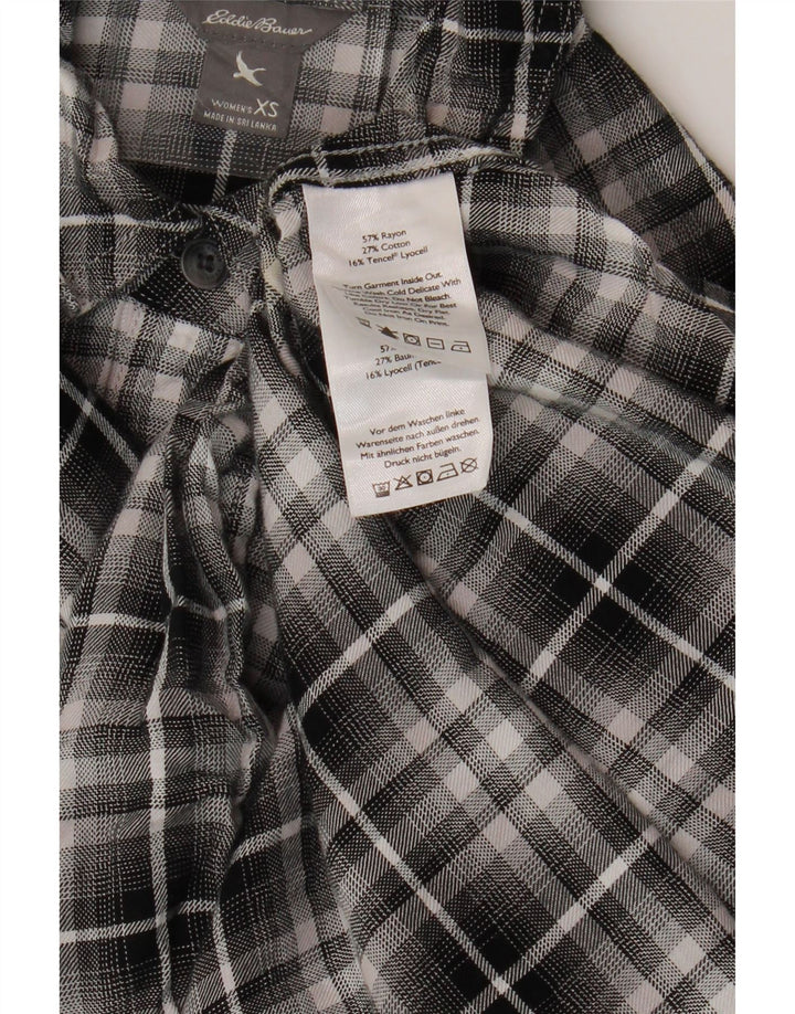 EDDIE BAUER Damska koszula flanelowa UK 6 XS ze sztucznego jedwabiu w czarną kratkę