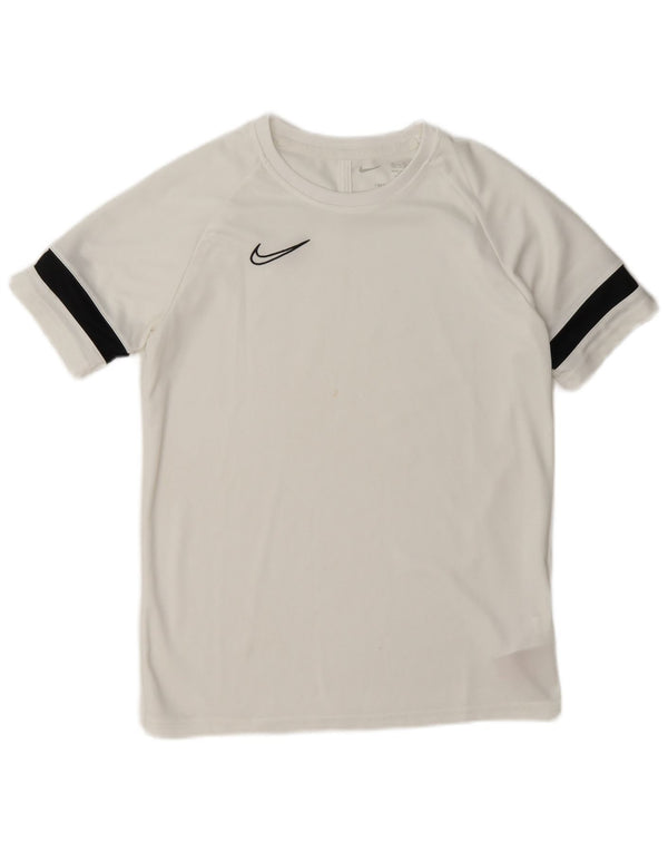 Chłopięcy T-shirt Nike Dri Fit, 13-14 lat, XL, biały, poliester z blokami kolorów
