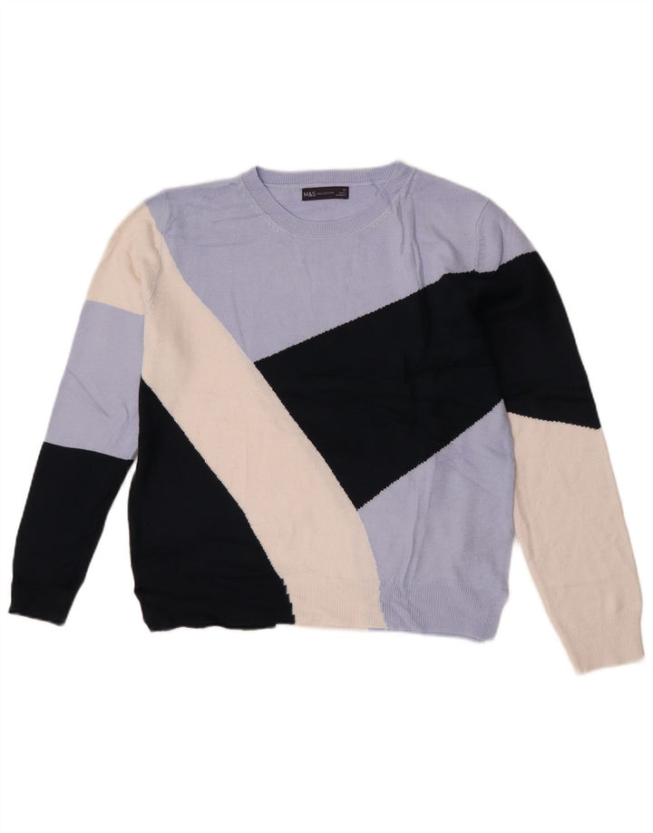 Marks & Spencer Damski sweter z dekoltem w łódkę, UK 12, średni niebieski