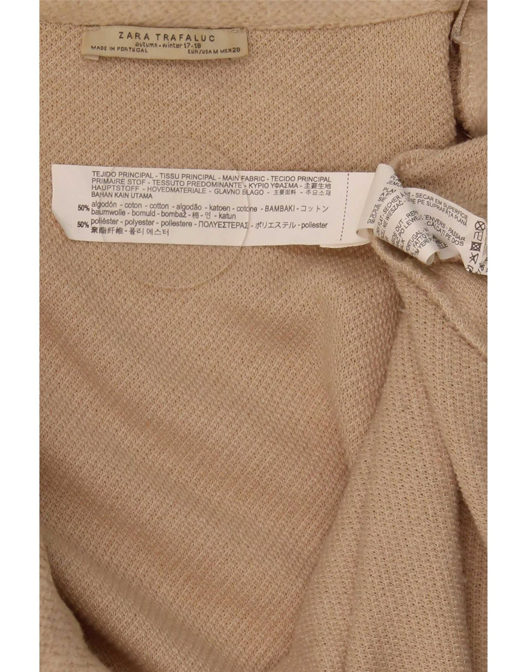 Damski sweter oversize z długim rękawem Zara UK 14 średni beż