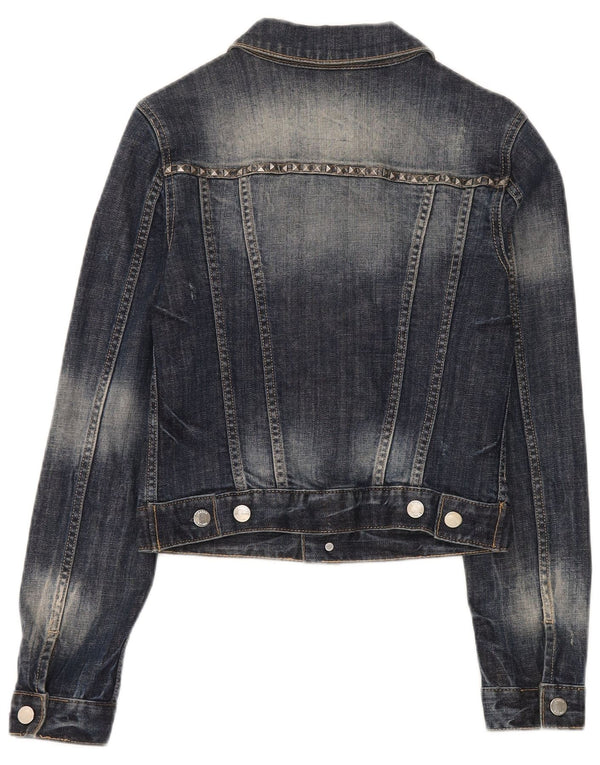 Karen Millen Damska kurtka jeansowa Crop UK 8, mała, granatowa, bawełniana