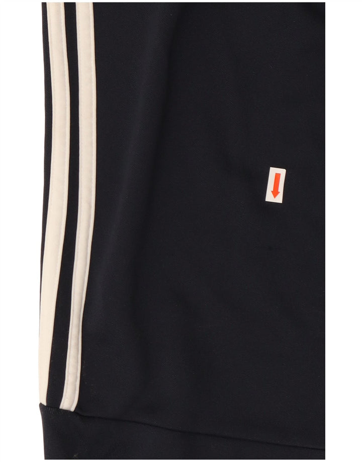 Męskie spodnie dresowe Adidas, średnie, granatowe, poliestrowe paski