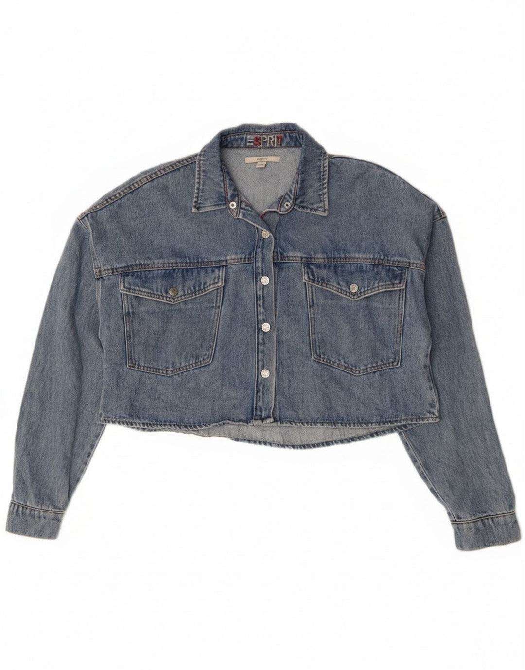 Damska kurtka dżinsowa Esprit Crop Oversize UK 10 Small, niebieska bawełniana