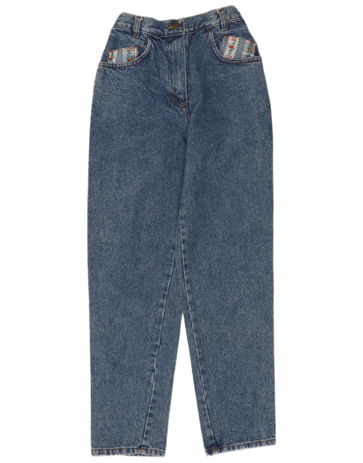 Damskie jeansy zwężane VINTAGE EU 40 Medium W28 L28 Niebieska bawełna w kwiaty