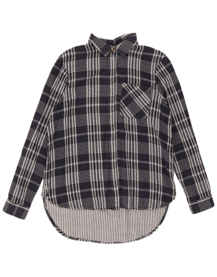Marks & Spencer Damska koszula oversize UK 8, mała, bawełniana w granatową kratkę