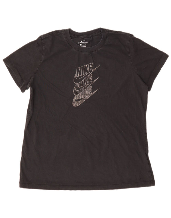 Damska koszulka z grafiką NIKE Top UK 14, duża, czarna, bawełniana