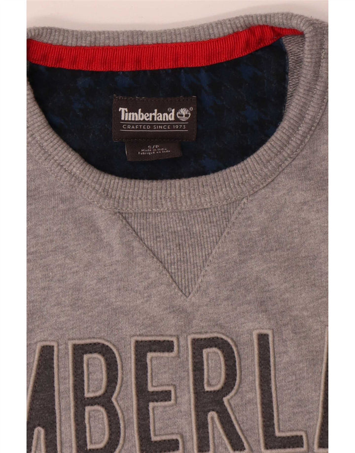 Męska bluza z grafiką Timberland, mała, szara, bawełniana