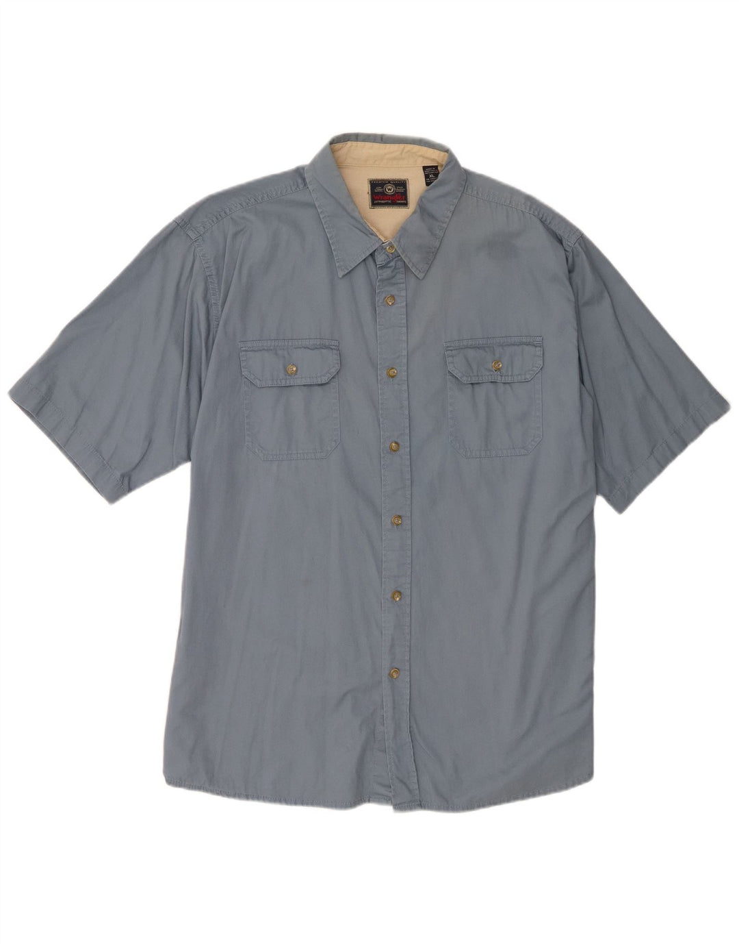 Koszula męska z krótkim rękawem Wrangler XL, niebieska, bawełniana