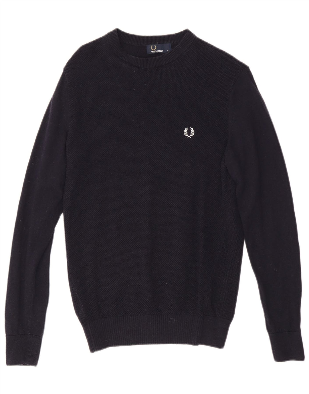 FRED PERRY Męski sweter z okrągłym dekoltem, mały, granatowy, wełniany