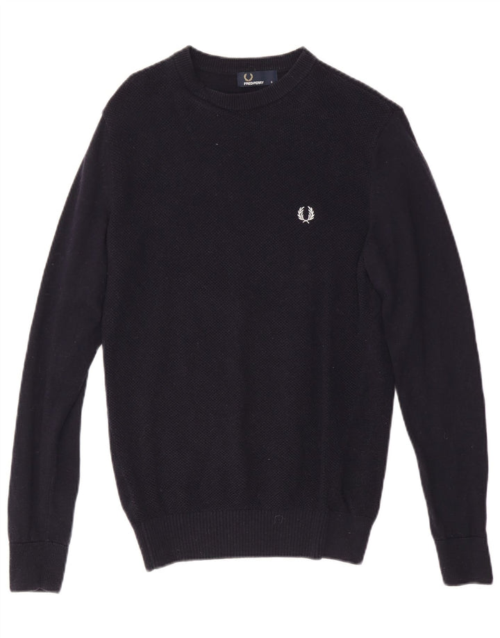 FRED PERRY Męski sweter z okrągłym dekoltem, mały, granatowy, wełniany