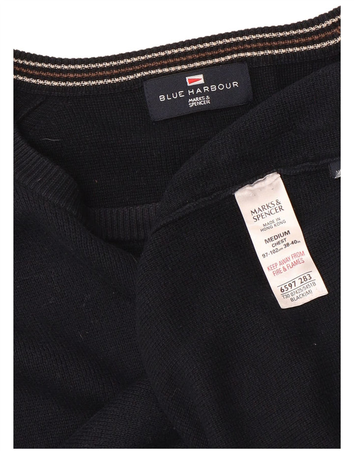 Marks & Spencer Męski sweter z dekoltem w łódkę z autografem, średni granatowy
