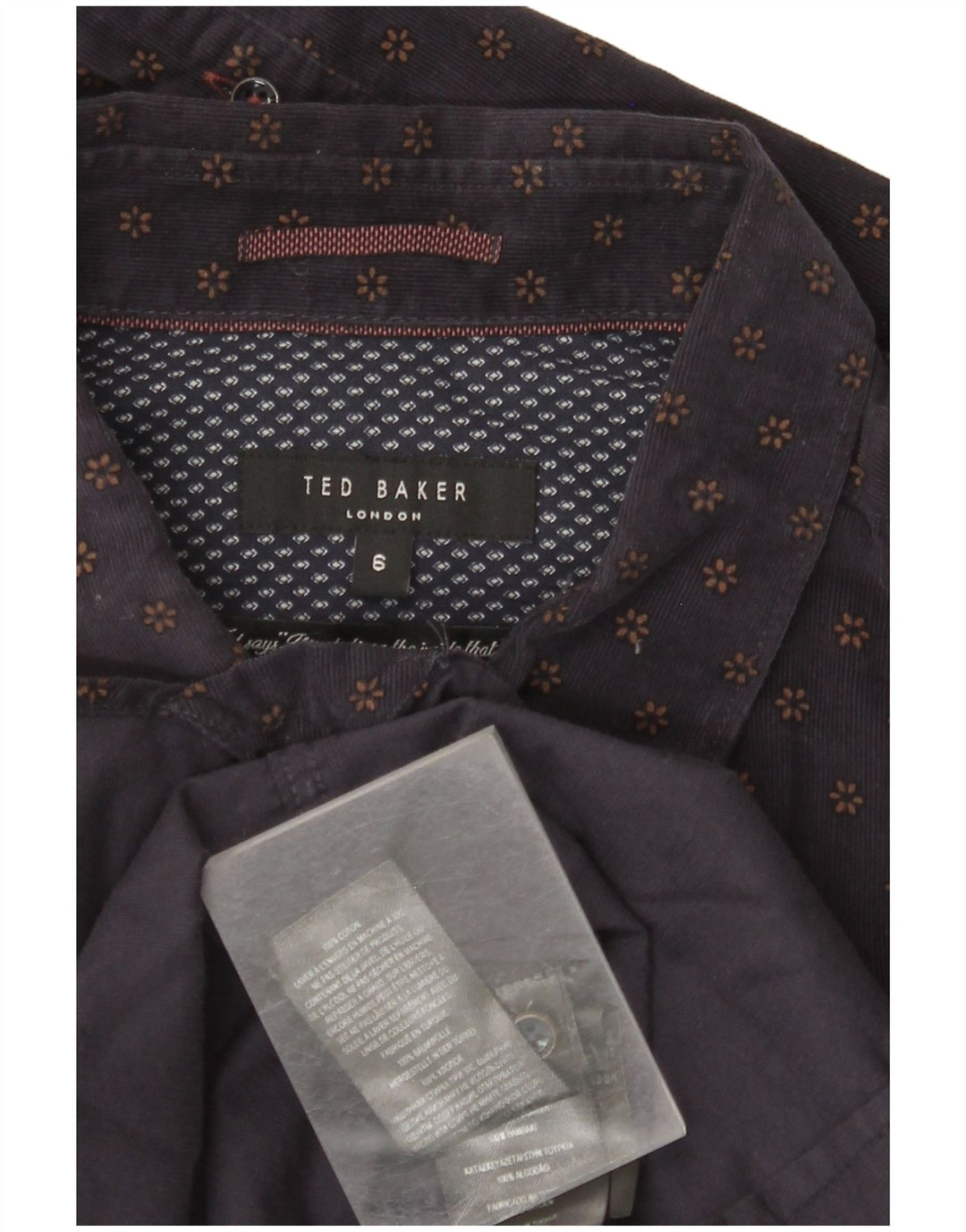 Koszula sztruksowa TED BAKER Rozmiar 6 2XL Granatowa, bawełniana w kwiaty