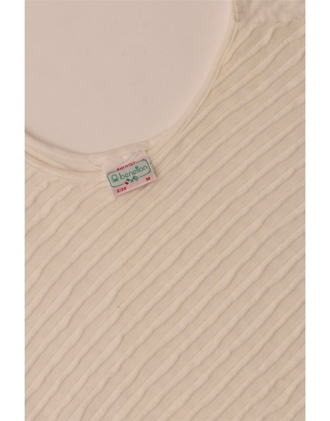 Damska asymetryczna bluzka oversize Benetton UK 14, średnia biała bawełna