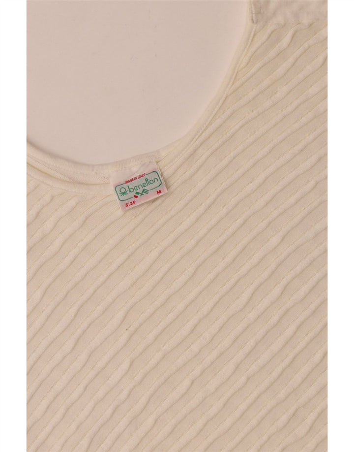 Damska asymetryczna bluzka oversize Benetton UK 14, średnia biała bawełna