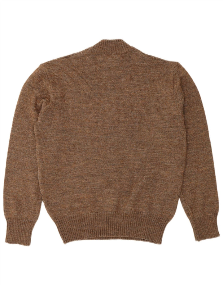 Męski sweter w geometryczne wzory Rinaldi Średni brąz w geometrycznym stylu