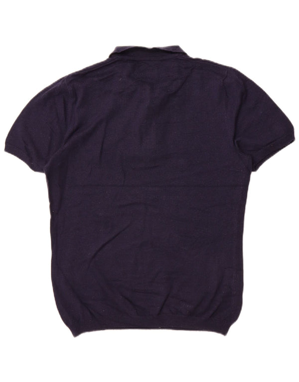 Męski sweter polo Farah z krótkim rękawem i dekoltem w kolorze średniego granatu