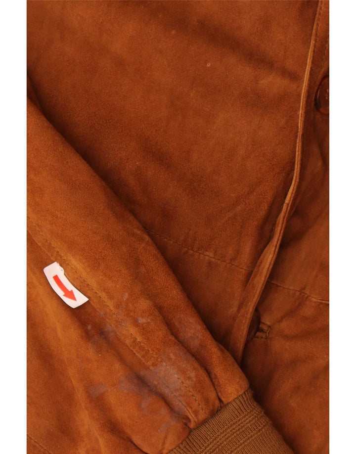 Vintage męska zamszowa kurtka bomber IT 60 5XL brązowa skóra