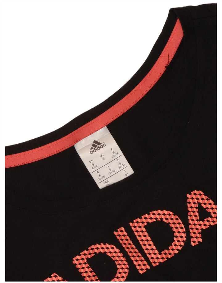 Damska koszulka graficzna Adidas z długim rękawem, UK 8/10, mała czarna