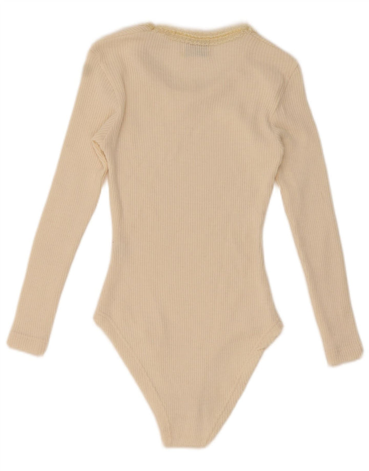 Damskie body z długim rękawem Compagnie UK 12 Medium Off White