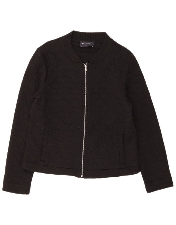 Marks & Spencer Damska pikowana kurtka slim fit UK 12, średnia czarna, bawełniana