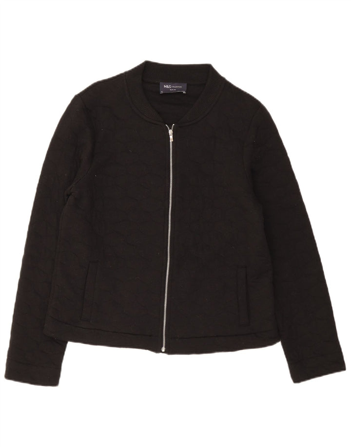 Marks & Spencer Damska pikowana kurtka slim fit UK 12, średnia czarna, bawełniana