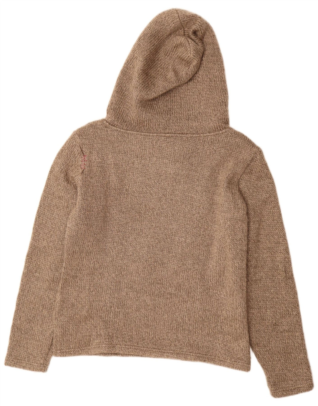 Vintage męski sweter z kapturem, rozmiar 40, średni beżowy akryl