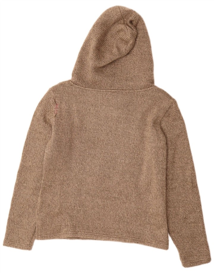 Vintage męski sweter z kapturem, rozmiar 40, średni beżowy akryl