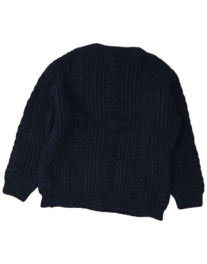 Vintage męski sweter z dekoltem w łódkę, średni granat