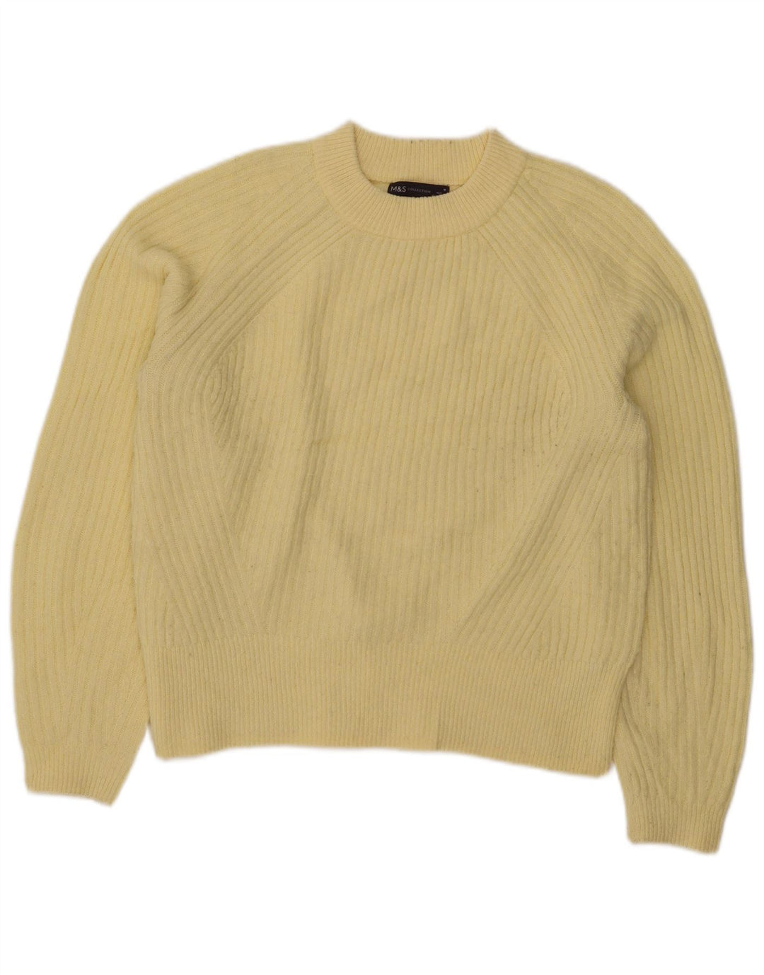 Marks & Spencer Damski sweter z okrągłym dekoltem UK 14 Średni żółty akryl