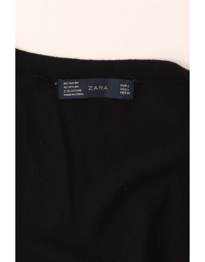 Sweter damski Zara Cardigan UK 16, duży czarny sztuczny jedwab