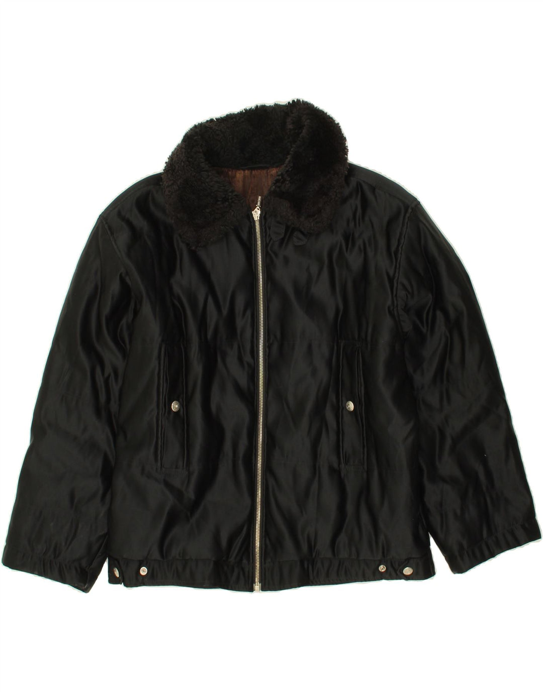 BELFE & BELFE Womens Bomber Jacket IT 44 Medium Black Polyester Vintage Belfe & Belfe and Second-Hand Belfe & Belfe from Messina Hembry 