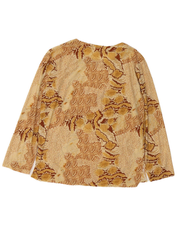 Damska bluzka z długim rękawem VINTAGE UK 18 XL, beżowa, bawełniana z nadrukiem zwierzęcym