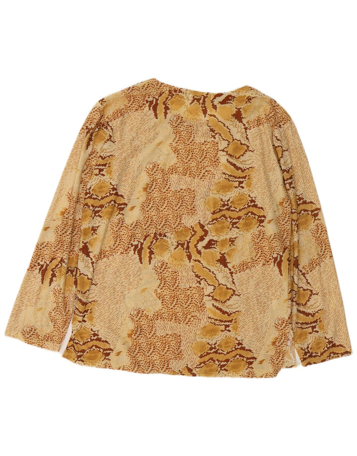 Damska bluzka z długim rękawem VINTAGE UK 18 XL, beżowa, bawełniana z nadrukiem zwierzęcym