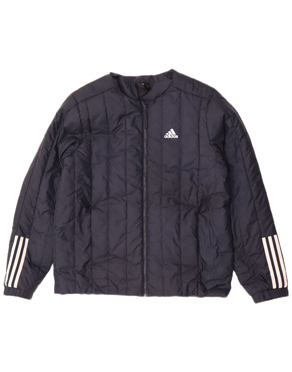 Męska ocieplana kurtka Adidas UK 40, duża granatowa, poliestrowa