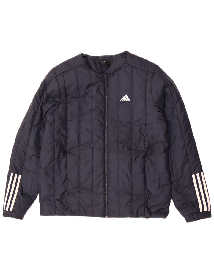 Męska ocieplana kurtka Adidas UK 40, duża granatowa, poliestrowa