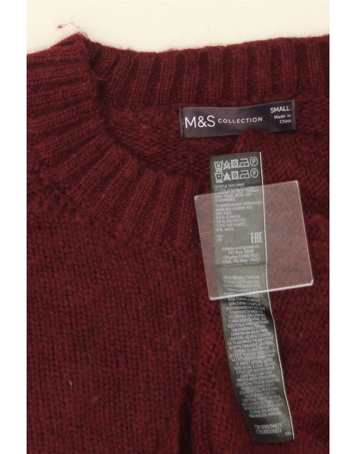 MARKS & SPENCER Damski sweter z dekoltem w łódkę, UK 10, mały, bordowy