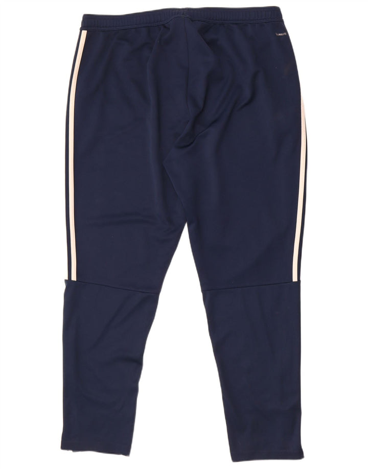 Męskie spodnie dresowe Adidas Climalite 2XL granatowe, poliestrowe