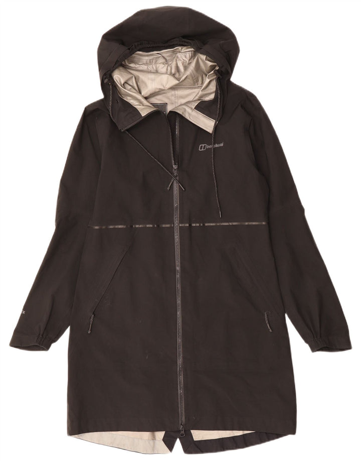 Damski płaszcz przeciwdeszczowy z kapturem BERGHAUS Gore-Tex UK 10, mały, czarny poliester