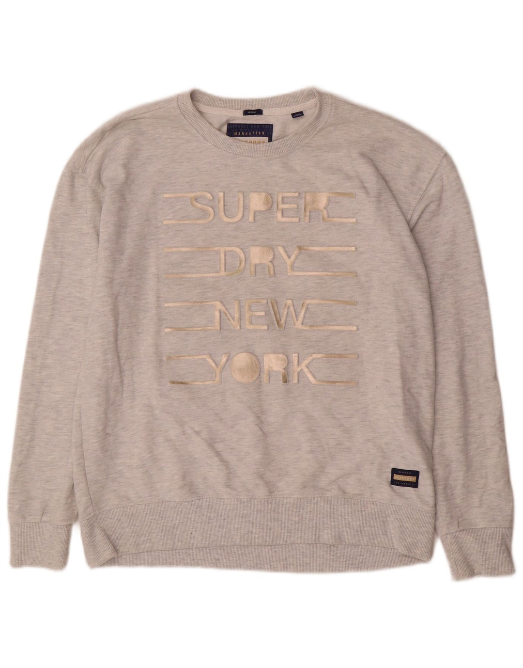 Damski sweter z grafiką Superdry UK 14, średnioszary, bawełniany w cętki